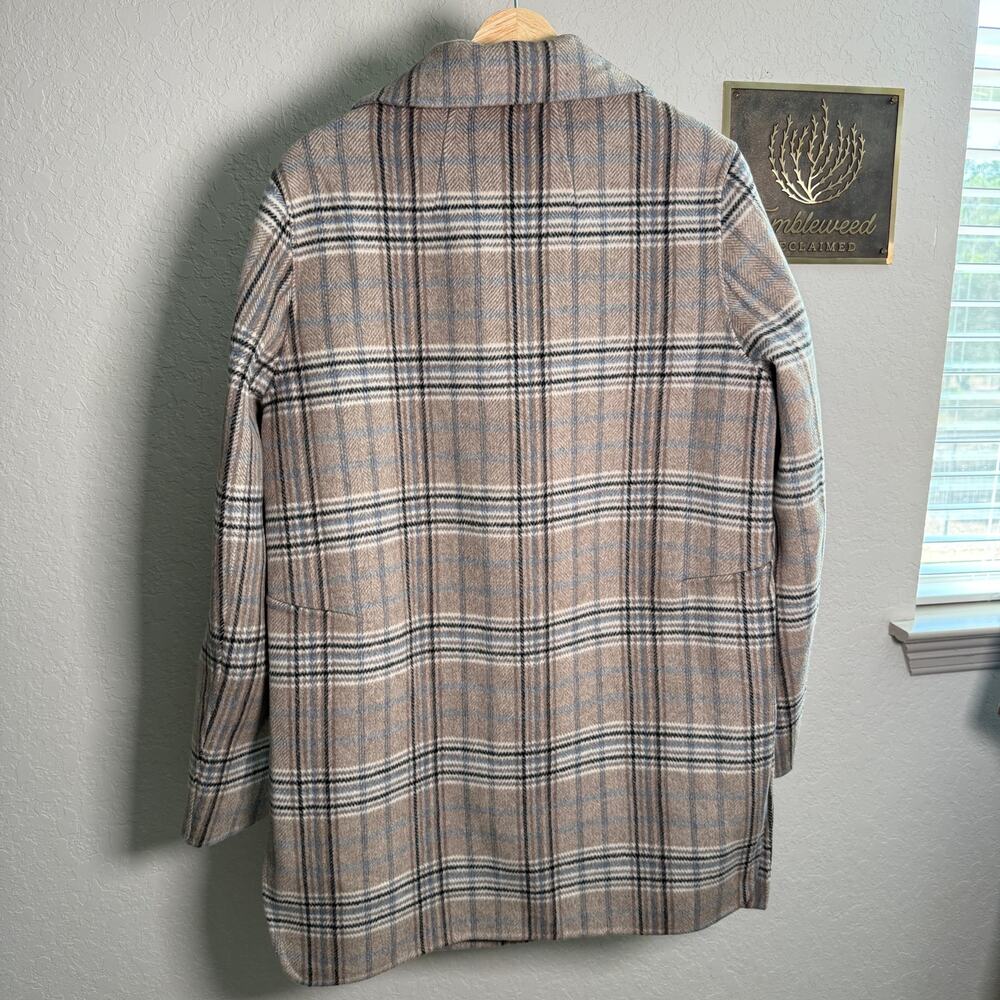 Women's‎ Belle & Bloom Brown, Black, Blue Plaid Snap Front Coat Size L NEW - Picture 6 of 10